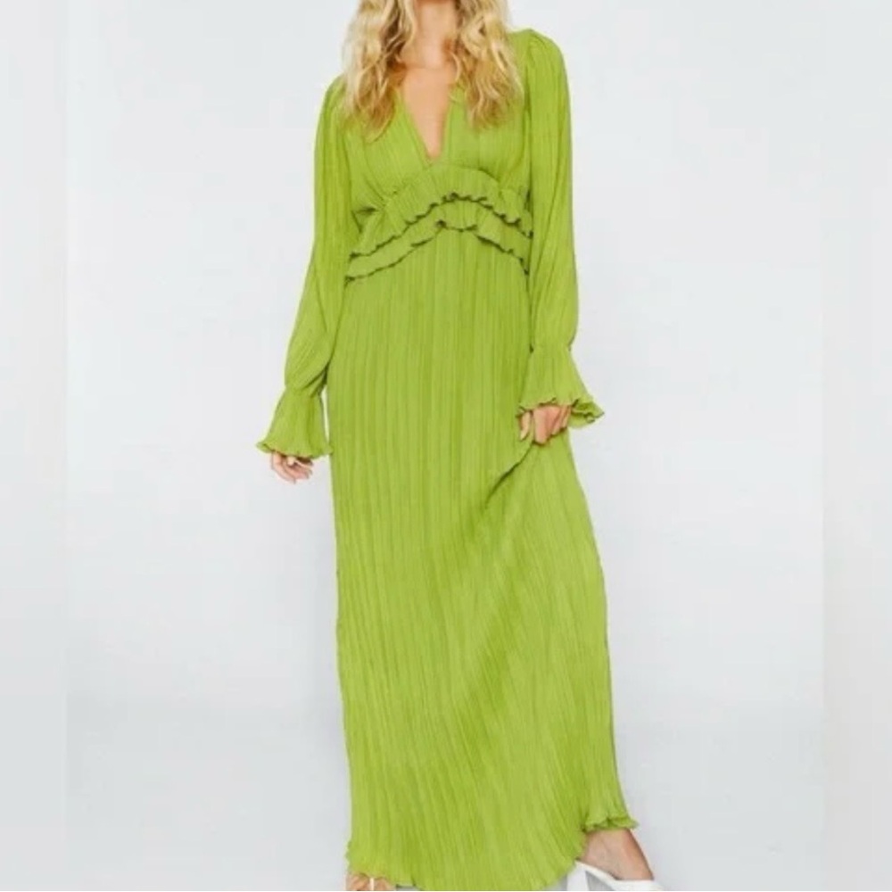 Nasty Gal Collection Frill in Love V Neck Maxi Dress Cornflower Blue 4 New - Picture 10 of 12